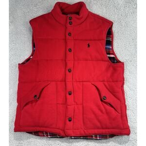 Vintage Polo Ralph Lauren Vest Mens XL Red Quilted Plaid Lined Pony Gorpcore